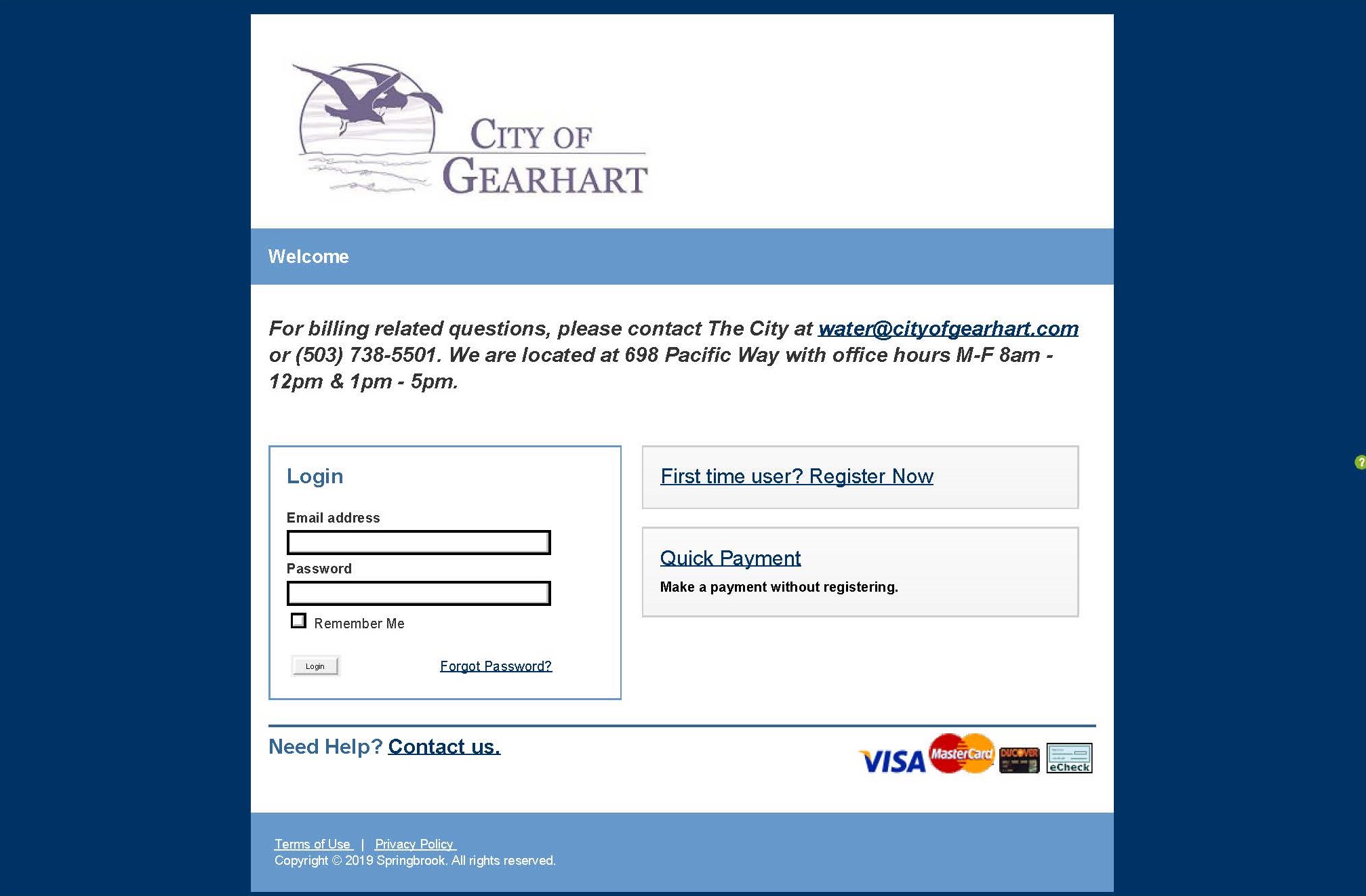 ONLINE WATER PAYMENTS ARE LIVE! City of Gearhart Oregon