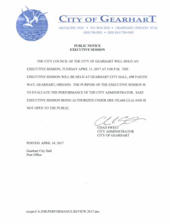 Executive Session Notice